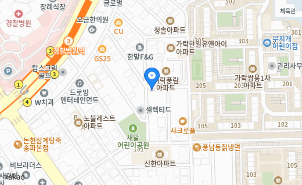 멍찌네하우스 지도 위치